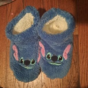 Blue Plush Character Slip-On Footies - Cozy Kids Slippers